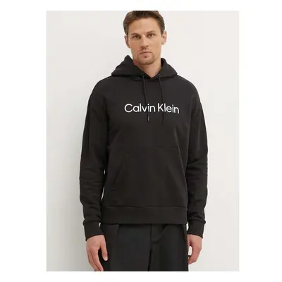 Bavlněná mikina Calvin Klein pánská, černá barva, s kapucí, s aplikací 94305510