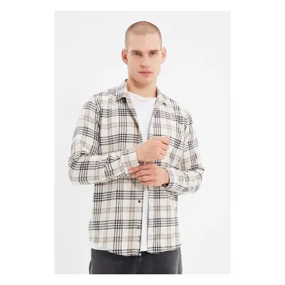 Trendyol Beige Mens Regular Fit Winter Lumberjack Checkered Shirt 95757468