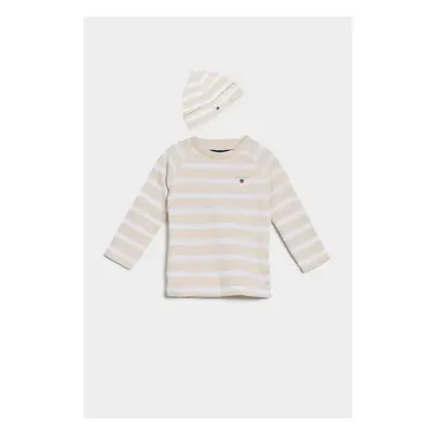 DĚTSKÝ SET GANT STRIPED TOP AND BEANIE LIGHT BEIGE MELANGE 78896522