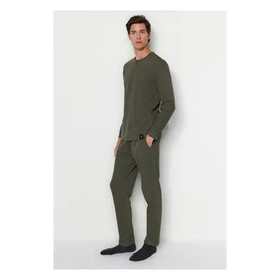 Trendyol Khaki Regular Fit Waffle Knitted Pajamas Set 91230889