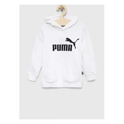 Dětská mikina Puma ESS Logo Hoodie TR G bílá barva, s kapucí, s 83059003