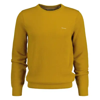 SVETR GANT COTTON PIQUE C-NECK DARK MUSTARD YELLOW 84605839