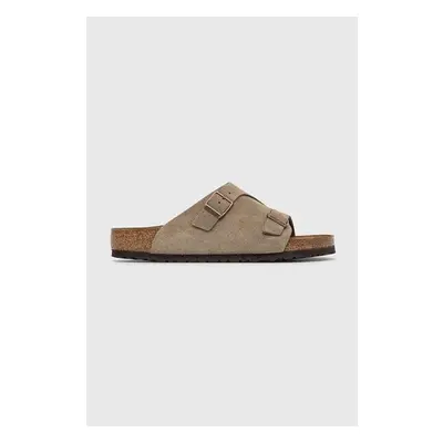 Semišové pantofle Birkenstock pánské, šedá barva 84402276