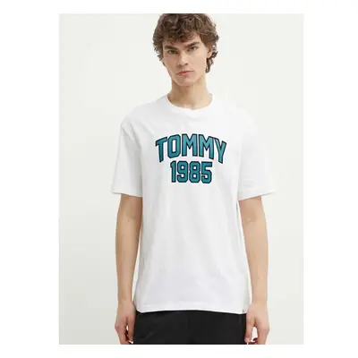 Bavlněné tričko Tommy Jeans bílá barva, s potiskem, DM0DM18559 91932673