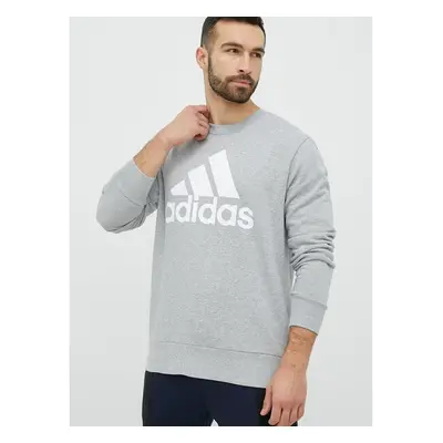 Bavlněná mikina adidas pánská, šedá barva, s potiskem 76554726