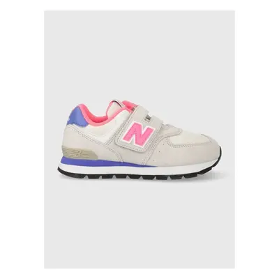 Dětské sneakers boty New Balance šedá barva, PV574DK2-GREY/PINK 85459522