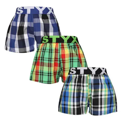 3PACK dětské trenky Styx sportovní guma vícebarevné (3BJ11789) 6-8 let 90400065