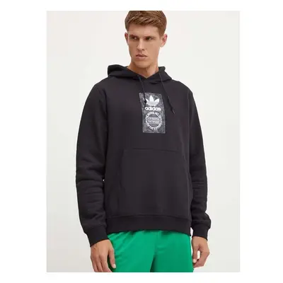 Mikina adidas Originals pánská, černá barva, s kapucí, s potiskem, 95268729