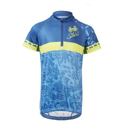 Dětský cyklo dres Silvini Scrivia modrá/limetková 86070663