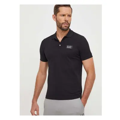 Bavlněné polo tričko EA7 Emporio Armani černá barva 88096885