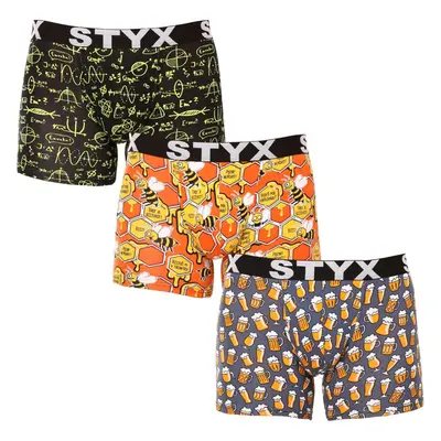 3PACK pánské boxerky Styx long art sportovní guma vícebarevné (3U13724 91730255