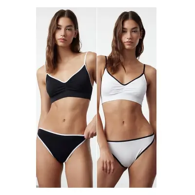 Trendyol Black-White 2 Pack Seamless Brazilian Knitted Panties 95847230