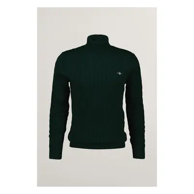 ROLÁK GANT COTTON CABLE TURTLE NECK TARTAN GREEN 96192065