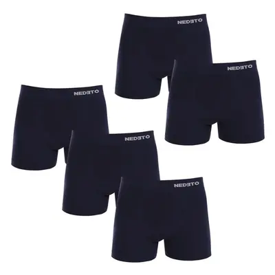 5PACK pánské boxerky Nedeto bezešvé bambusové modré (5NDTB002S) 86667234