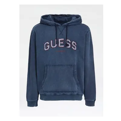 Guess pánská mikina klokanka modrá s logem 88926445