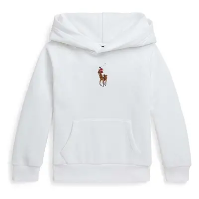 Dětská bavlněná mikina Polo Ralph Lauren bílá barva, s kapucí, hladká, 95061156