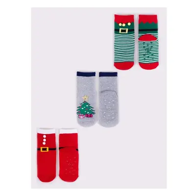 Yoclub Kidss Childrens Christmas Terry 3Pack Socks SKF-X001U-AA0D-0001 75797847