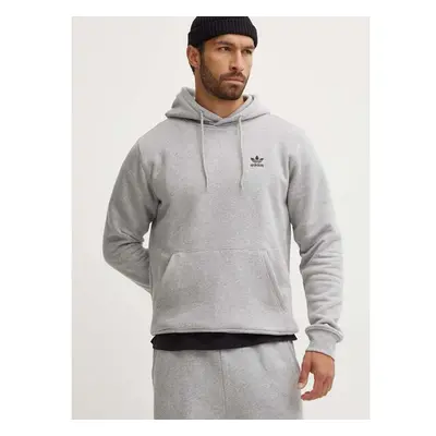 Mikina adidas Originals Essential pánská, šedá barva, s kapucí, 94358892