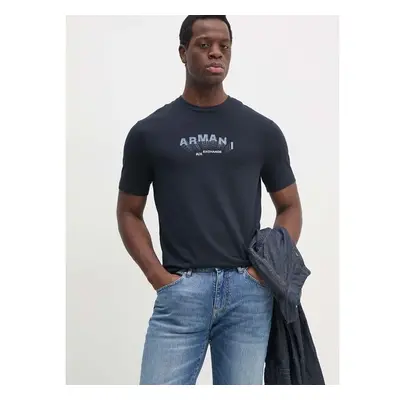 Tričko Armani Exchange tmavomodrá barva, s potiskem, 6DZTHV ZJE6Z 96248177