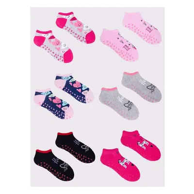 Yoclub Kidss Girls Ankle Socks Patterns Colours 6-Pack 91101487