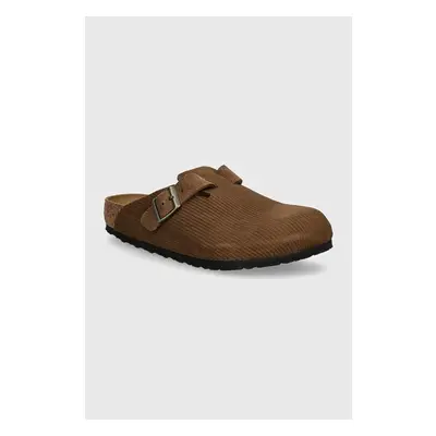 Semišové pantofle Birkenstock Boston pánské, hnědá barva, 1028227 95676319