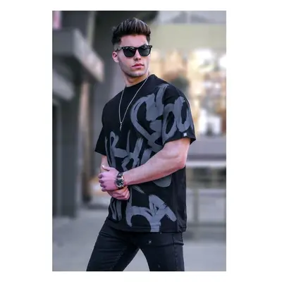 Madmext Mens Black Overfit Patterned T-Shirt 5811 84943879