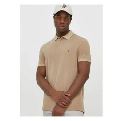 Bavlněné polo tričko Tommy Hilfiger béžová barva, MW0MW34757 90892911