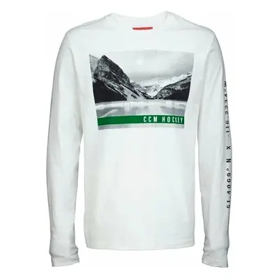 Pánské tričko CCM NOSTALGIA POND L/S TEE SR White 92116860