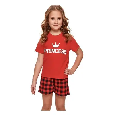 DN Nightwear Krátké dívčí pyžamo Princess červené 58110848