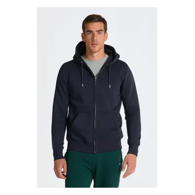 MIKINA GANT EMBOSSED FULL ZIP HOODIE EVENING BLUE 85097929