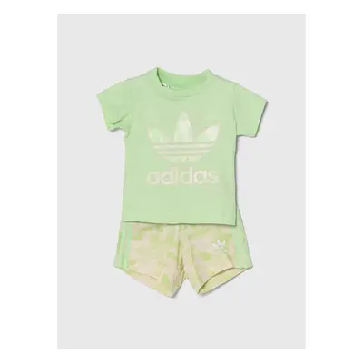 Dětská bavlněná souprava adidas Originals zelená barva 91493200