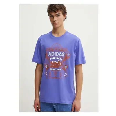 Bavlněné tričko adidas Originals fialová barva, s potiskem, IZ2584 94653001