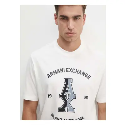 Bavlněné tričko Armani Exchange bílá barva, s potiskem, 6DZTLR ZJLFZ 95061539