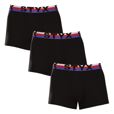 3PACK pánské boxerky Styx sportovní guma černé trikolóra (3G1960) 91487060