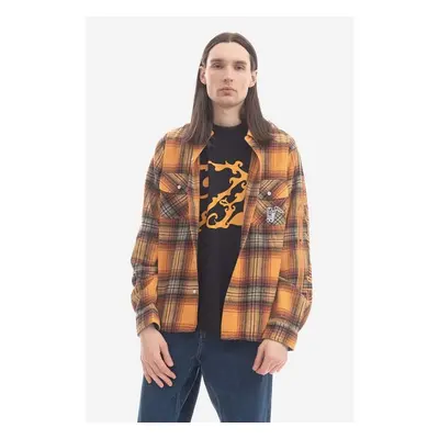 Košile s příměsí vlny Billionaire Boys Club Check Shirt B22417 ORANGE 84017023