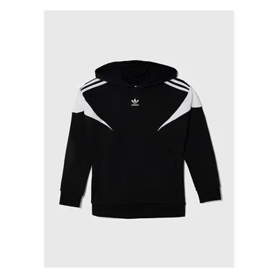 Dětská mikina adidas Originals černá barva, s kapucí, vzorovaná 86852009