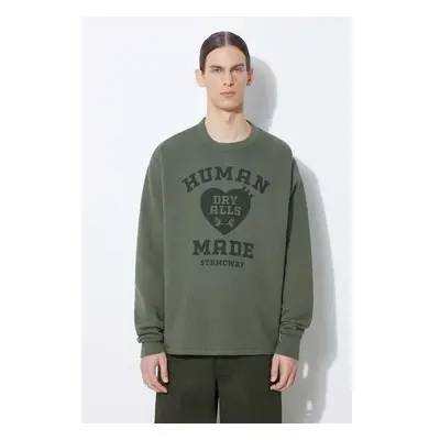 Bavlněná mikina Human Made Military Sweatshirt pánská, zelená barva, s 91586567