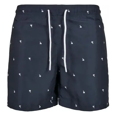 URBAN CLASSICS Embroidery Swim Shorts - palmtree/midnighnavy/white 80998244