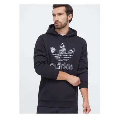 Mikina adidas Originals pánská, černá barva, kapucí, potiskem 86410215