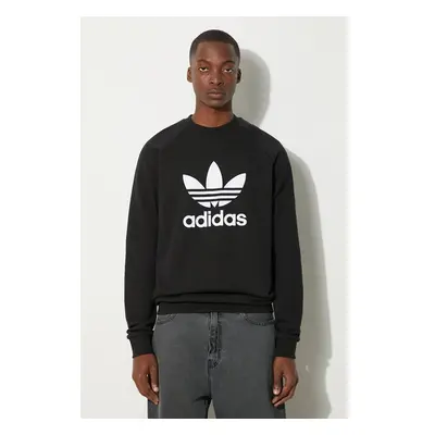 Bavlněná mikina adidas Originals pánská, černá barva, vzorovaná, 84010101