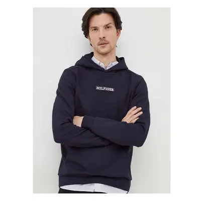 Mikina Tommy Hilfiger pánská, tmavomodrá barva, s kapucí, s aplikací, 86889353