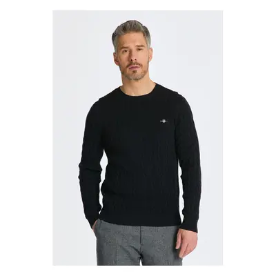 SVETR GANT COTTON CABLE C-NECK BLACK 84605840