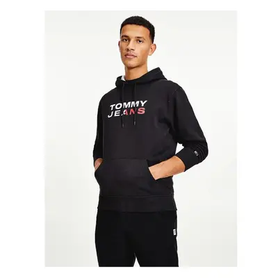 Tommy Hilfiger Jeans Černá pánská vzorovaná mikina s kapucí Tommy 95269080