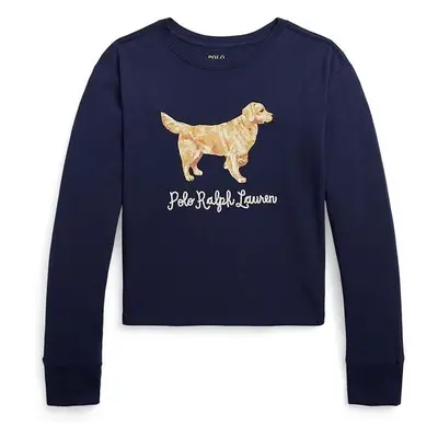 Dětské bavlněné tričko s dlouhým rukávem Polo Ralph Lauren tmavomodrá 84345378