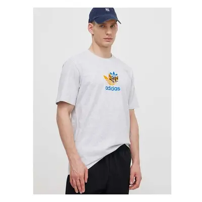 Bavlněné tričko adidas Originals šedá barva, s potiskem, IS2912 91081429