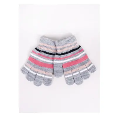 Yoclub Kidss Girls Five-Finger Striped Gloves RED-0118G-AA50-005 74836852