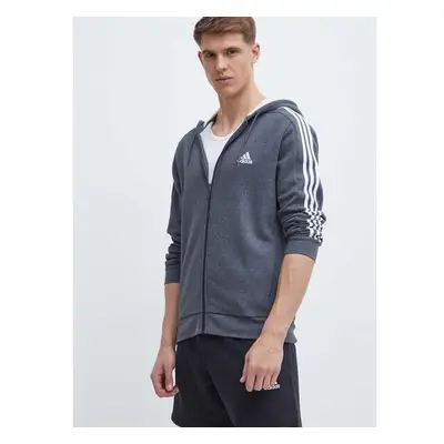 Mikina adidas pánská, šedá barva, s kapucí, s aplikací 91487369