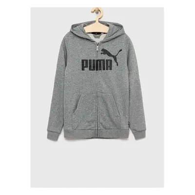 Dětská mikina Puma ESS Big Logo FZ Hoodie TR B šedá barva, s kapucí, 77065574