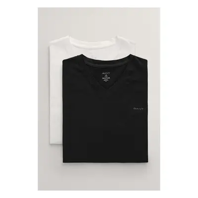 SPODNÍ PRÁDLO GANT V-NECK T-SHIRT 2-PACK BLACK / WHITE 84515391