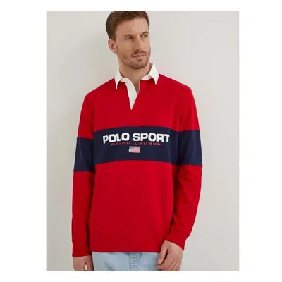 Bavlněné tričko s dlouhým rukávem Polo Ralph Lauren červená barva, 89035655